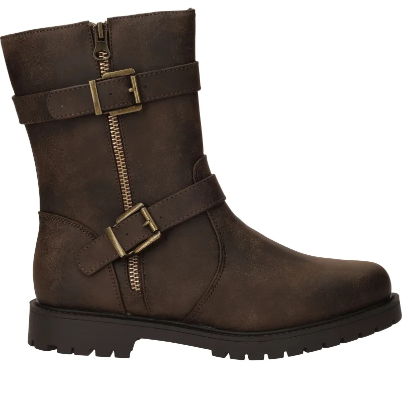 Dstrct Bikerboots Dames Bruin, bikerboot voor dames
