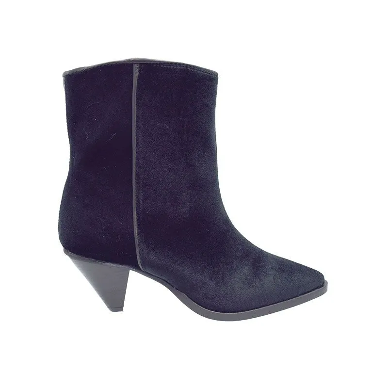 DWRS Miley velvet Zwart, enkellaars voor dames