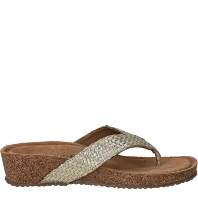 Lazamani Leia Tjoe Wedge Slippers Dames Goud