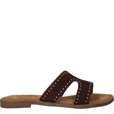 Lazamani Lina Small Studs Slippers Dames Bruin