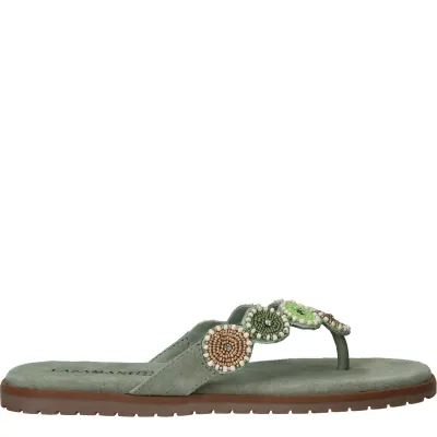 Lazamani Mey Toe Rounds Slippers Dames Groen