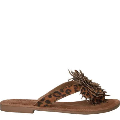 Lazamani Nomi Flower Slippers Dames Bruin