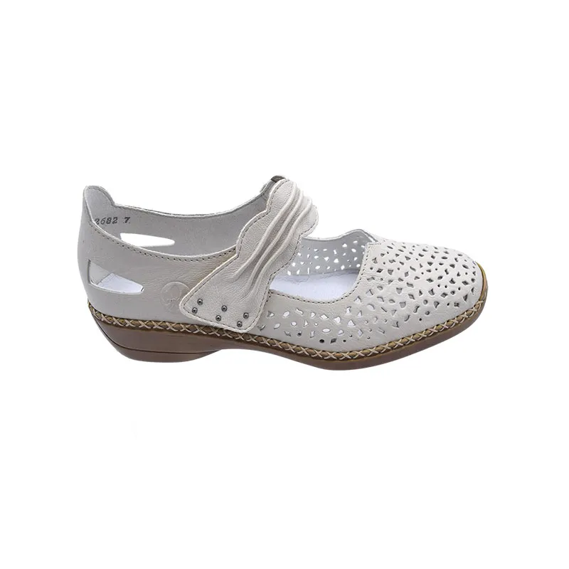 Rieker 41399-60 off-white, klittenbandschoen voor dames