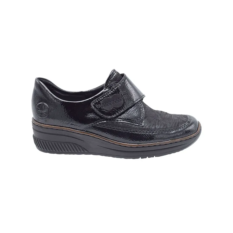 Rieker 487C0 Zwart, klittenbandschoen voor dames