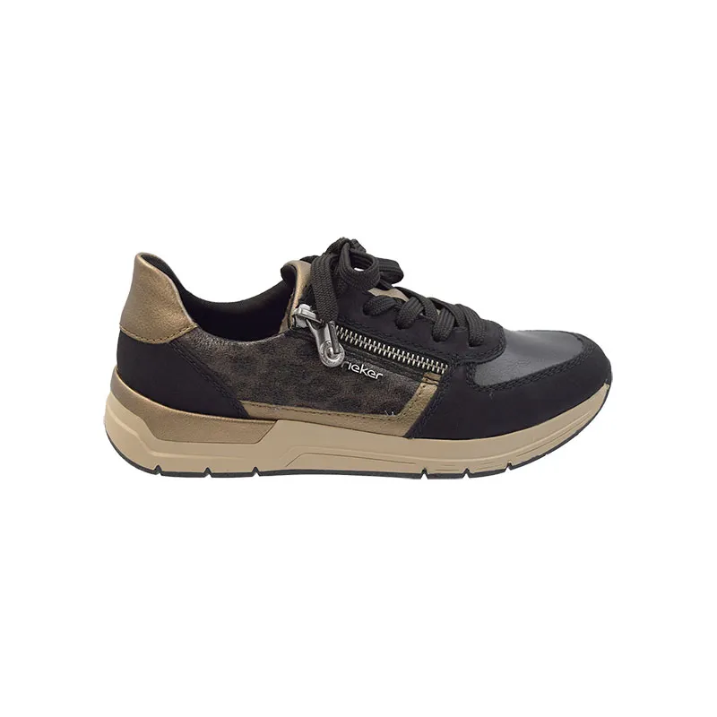 Rieker 58902 Zwart, sneaker voor dames